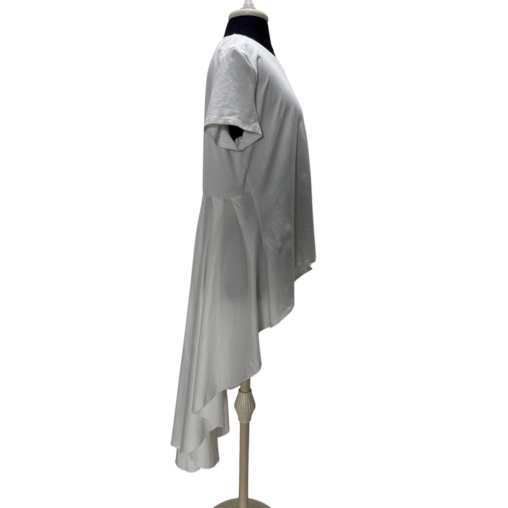 Studio F White High Low Pleated Back‎ T-Shirt Top NWT Size Large S222743 - Picture 2 of 6